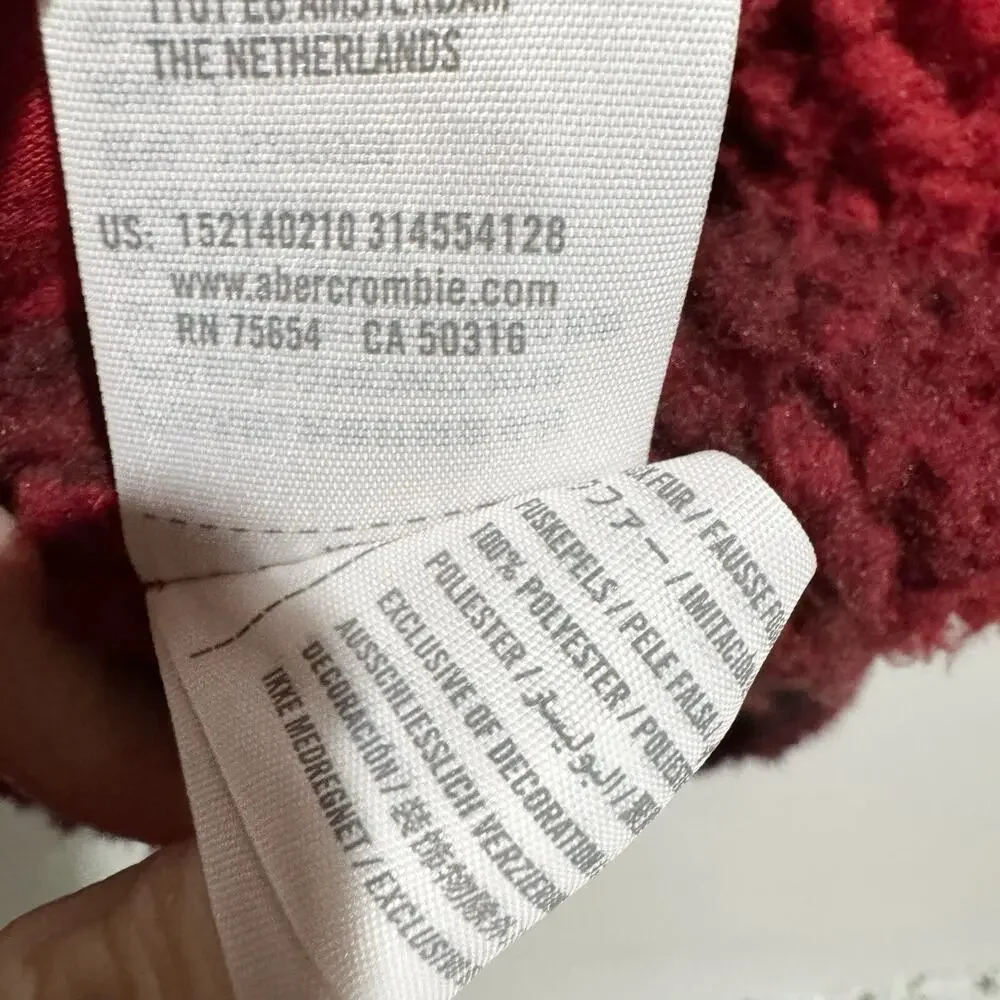 Abercrombie Fitch Women Large Buffalo Plaid Cocoon Sherpa Half Zip Sweater Jacks - Picture 5 of 6